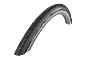 Side view of marathon plus tire with grooved tread