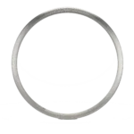 Front view of stainless steel handrim with textured grip