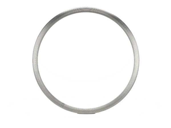 Front view of stainless steel handrim with textured grip