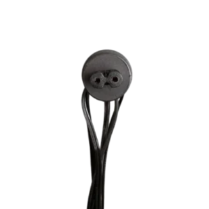 Rounded two prong plug that inserts into patient lift. Standard outlet plug on other end.