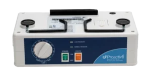 Close up showing power button and pressure dial