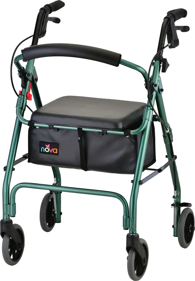 Angled view of rollator