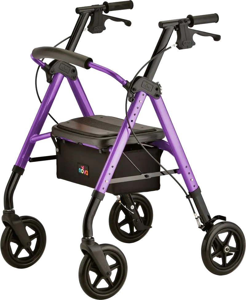 Angled view of rollator