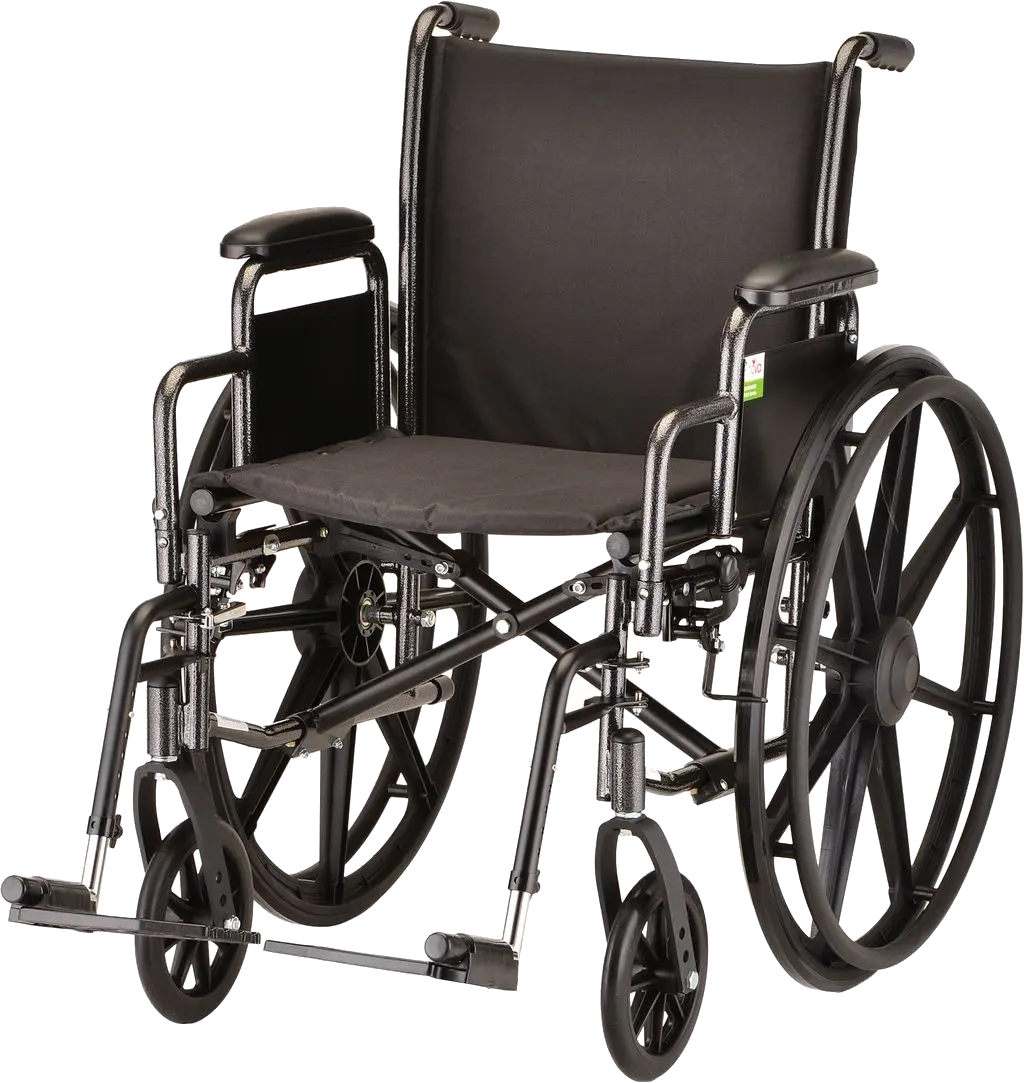 Wheelchair with footrests and removeable arms