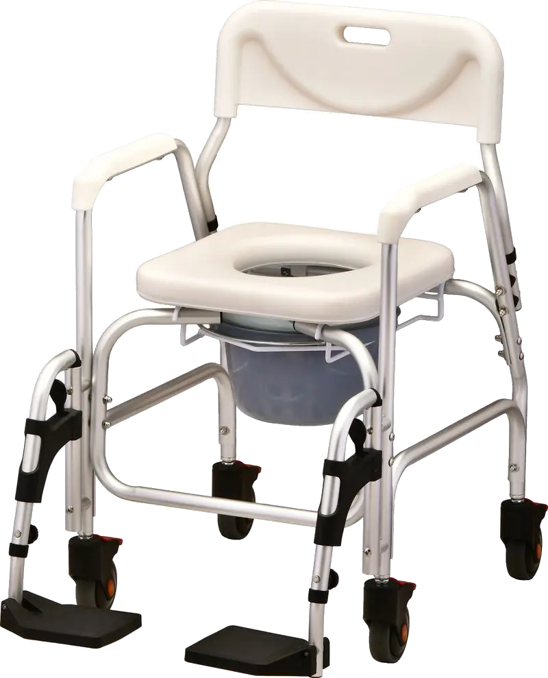 Front view of commode with legrests