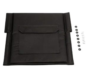 Nylon back upholstery with pouch and attaching hardware