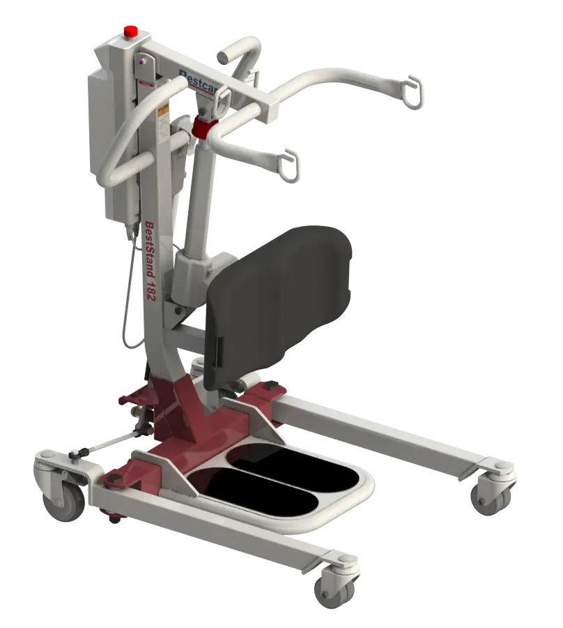 Angled view of sit-to-stand lift