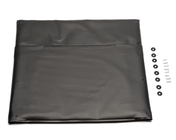 Vinyl back upholstery with back pouch and attaching hardware