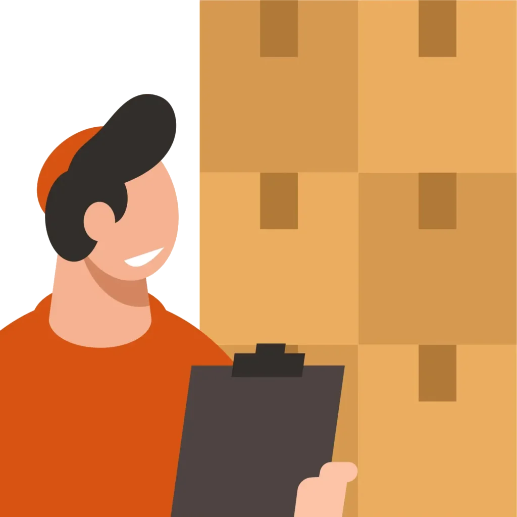 simple art of worker searching boxes