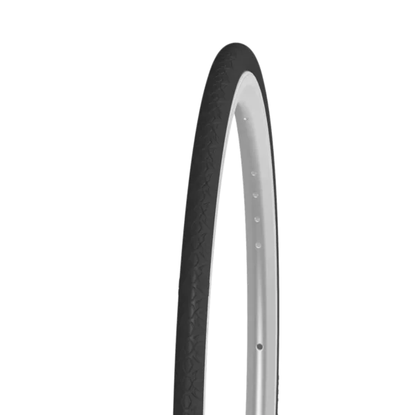 Black tire with low profile modern tread