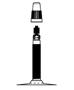 Drawing of a presta valve with cap