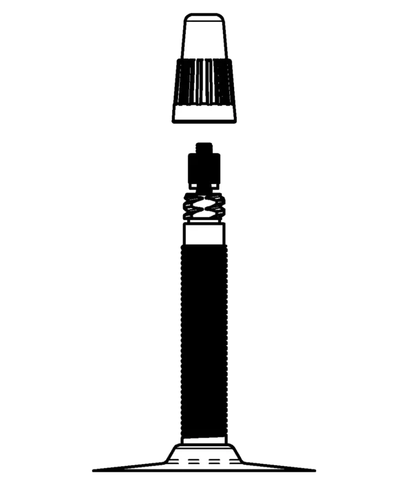 Drawing of a presta valve with cap