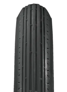 Black tire with low profile grooved street tread