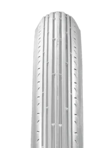 Gray tire with low profile grooved street tread
