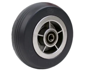 Black tire on silver hub