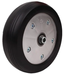 Black tire on silver hub