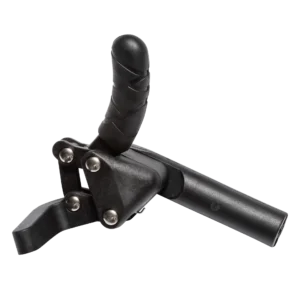 Black composite wheel lock with curved handle