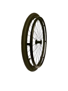 Black Schwalbe RightRun tire on black Perigon spoked rim