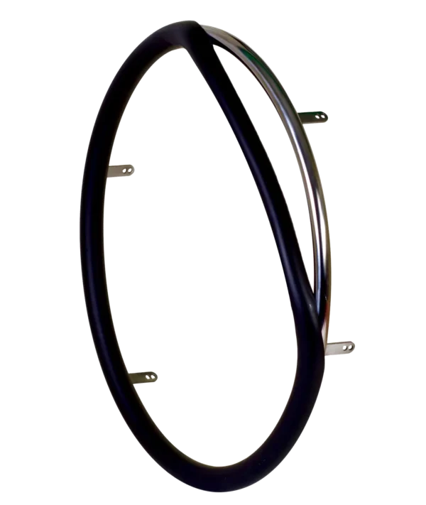 Handrim with pushrim cover partially on showing the slit installation design