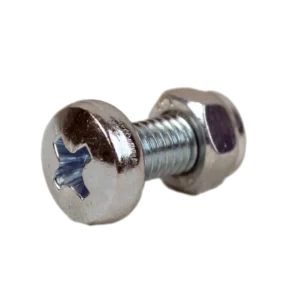 Bolt with nut attached.